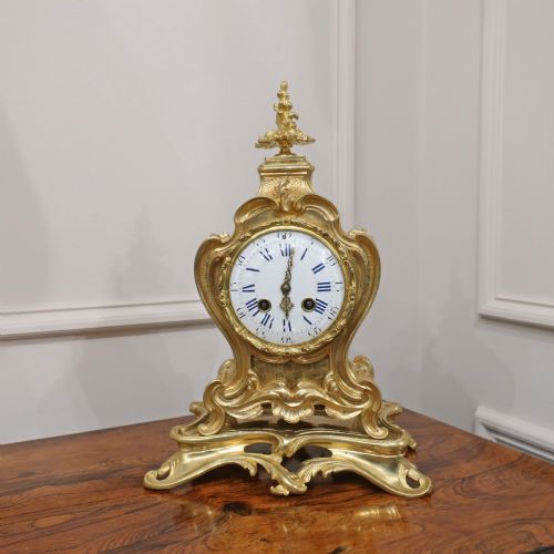 fig 1. French Louis XV Style Brass Gilt Mantel Clock by Japy Freres