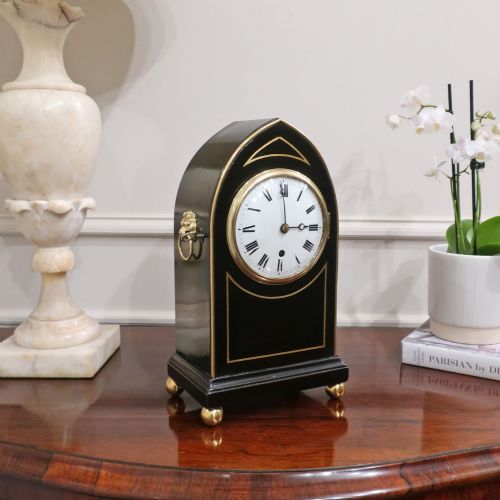 Regency Ebonised Single Fusee Timepiece Mantel Clock