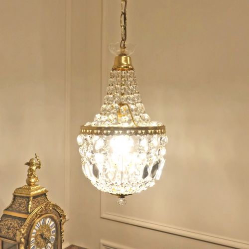 fig 1. French Art Deco Crystal Glass Basket Chandelier