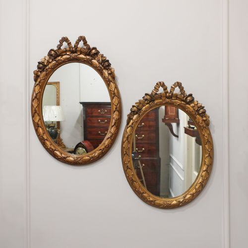 Pair of Italian Carved Wooden Gilt Wall Mirrors