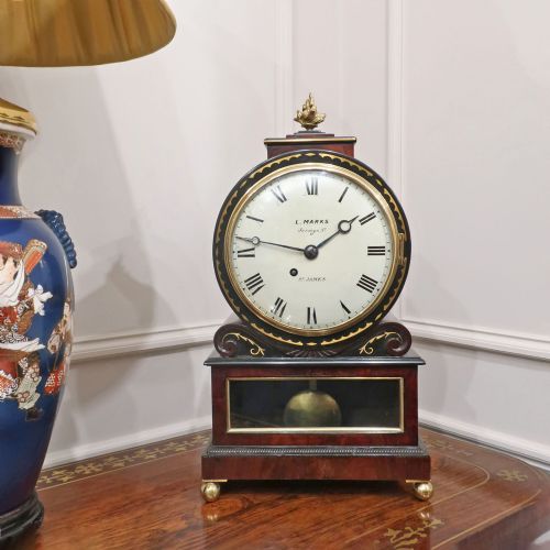fig 1. Georgian Mahogany Single Fusee Bracket Clock by Marks of London