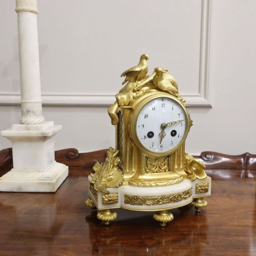 FRENCH LOUIS XIV STYLE BRONZE GILT MANTEL CLOCK
