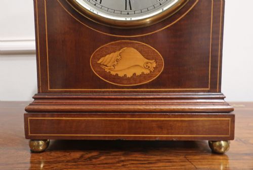 EDWARDIAN SINGLE FUSEE TIMEPIECE MAHOGANY MANTEL CLOCK BY W BURTON - ADDITIONAL PHOTO 3