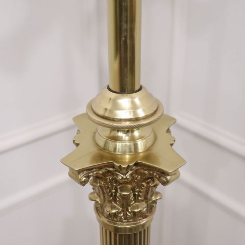 VICTORIAN CORINTHIAN COLUMN BRASS STANDARD FLOOR LAMP - ADDITIONAL PHOTO 5