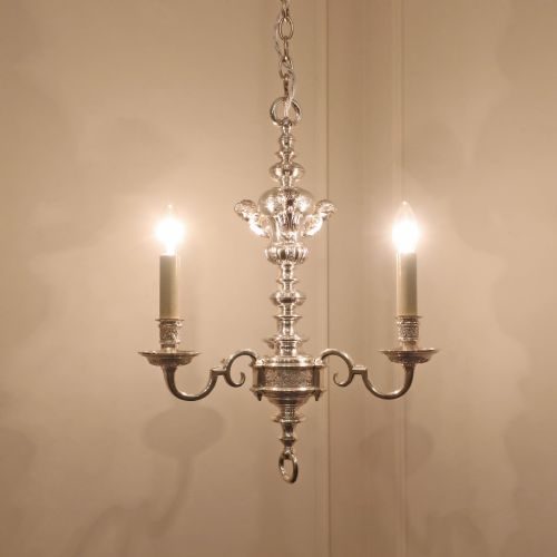 ENGLISH SILVER THREE ARM CHANDELIER - ADDITIONAL PHOTO 1
