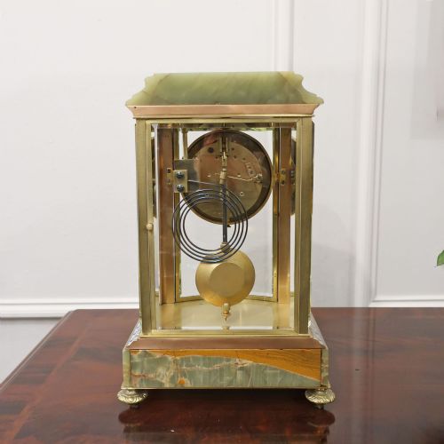 FRENCH FOUR GLASS CHAMPLEVE MANTEL CLOCK - ADDITIONAL PHOTO 9