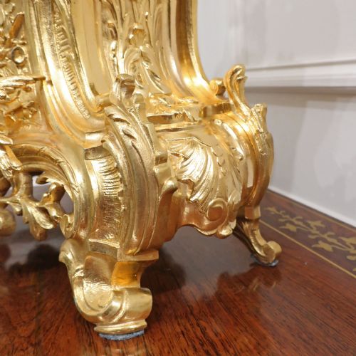 FRENCH LOUIS XV STYLE GILT BRASS MANTEL CLOCK BY JAPY FRERES - ADDITIONAL PHOTO 6