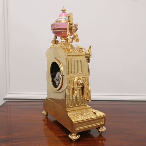 FRENCH BRONZE GILT PORCELAIN MANTEL CLOCK BY JAPY FRERES - ADDITIONAL PHOTO 14