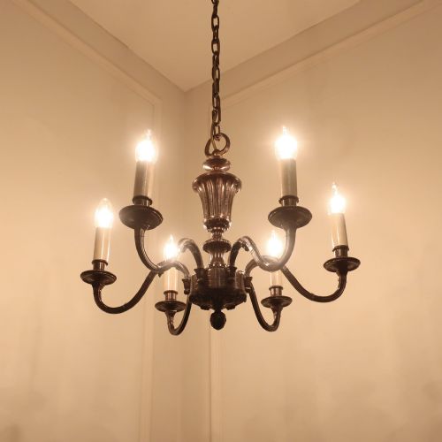 FRENCH BRONZED SIX ARM CHANDELIER - ADDITIONAL PHOTO 2