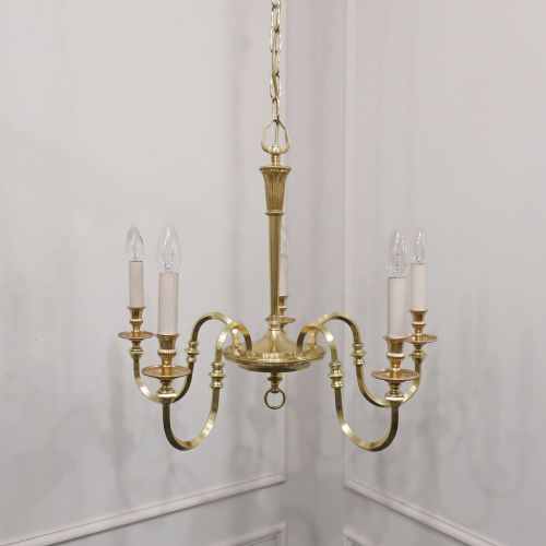 FRENCH GILT BRONZE FIVE ARM CHANDELIER