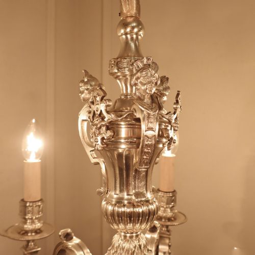fig 3. Pair of Edwardian Silver French Style Mazarin Chandeliers by G.E.C
