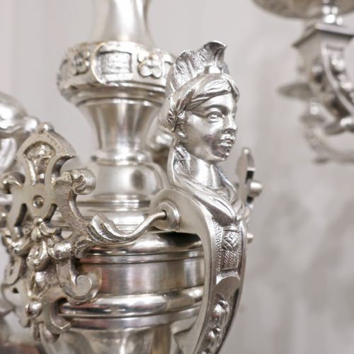 fig 5. Pair of Edwardian Silver French Style Mazarin Chandeliers by G.E.C