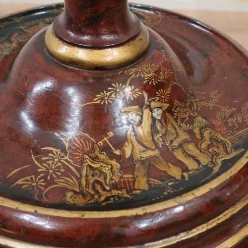 CHINOISERIE RED LACQUERED FLOOR LAMP - ADDITIONAL PHOTO 2