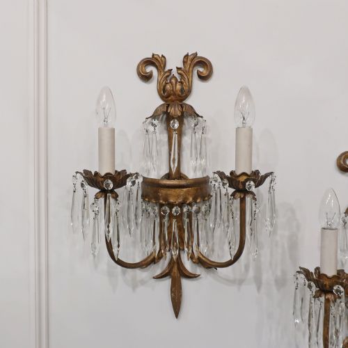 fig 1. Pair of French Gilt Toleware Twin Arm Wall Lights