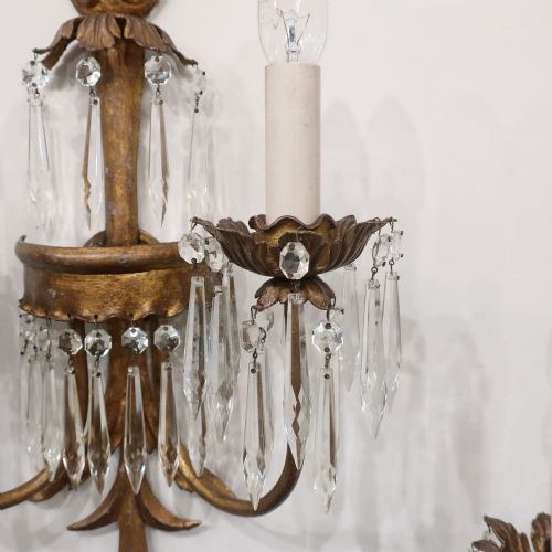 fig 2. Pair of French Gilt Toleware Twin Arm Wall Lights