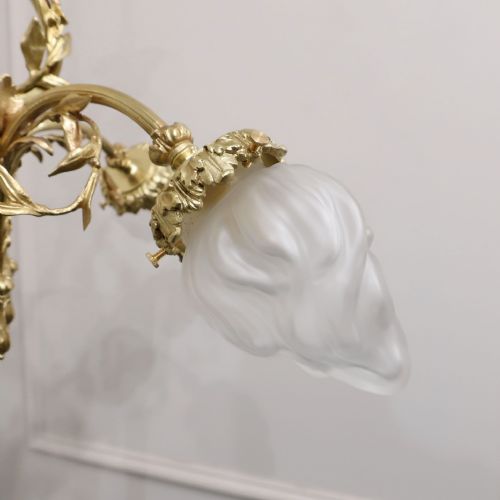 FRENCH NEOCLASSICAL GILT BRONZE LYRE CHANDELIER - ADDITIONAL PHOTO 6