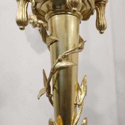 FRENCH NEOCLASSICAL GILT BRONZE LYRE CHANDELIER - ADDITIONAL PHOTO 10
