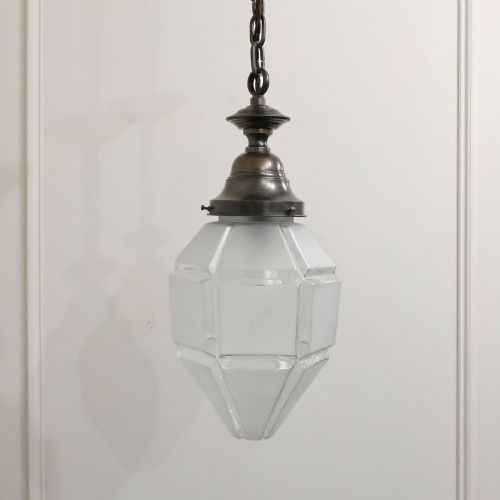 fig 1. Art Deco Frosted Glass Hexagonal Pendant Light