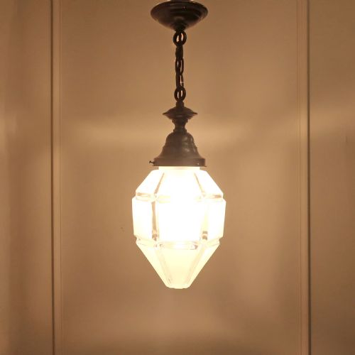 fig 2. Art Deco Frosted Glass Hexagonal Pendant Light