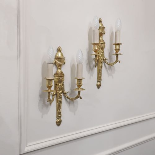 PAIR OF FRENCH GILT BRONZE TWIN ARM WALL LIGHTS BY CHARLES CASIER - ADDITIONAL PHOTO 2