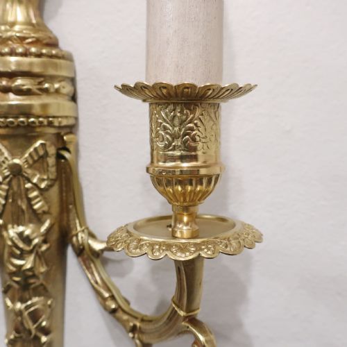 PAIR OF FRENCH GILT BRONZE TWIN ARM WALL LIGHTS BY CHARLES CASIER - ADDITIONAL PHOTO 3