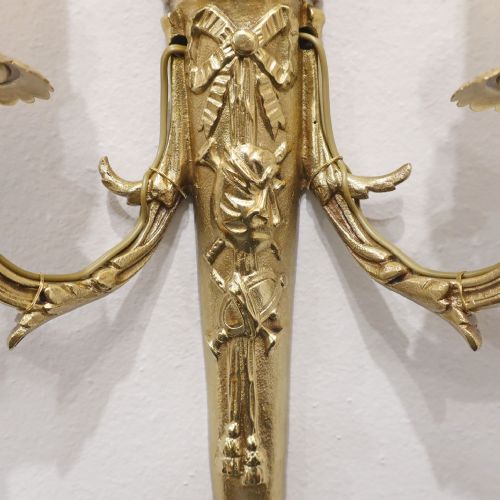 PAIR OF FRENCH GILT BRONZE TWIN ARM WALL LIGHTS BY CHARLES CASIER - ADDITIONAL PHOTO 6