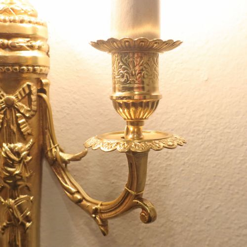 PAIR OF FRENCH GILT BRONZE TWIN ARM WALL LIGHTS BY CHARLES CASIER - ADDITIONAL PHOTO 10
