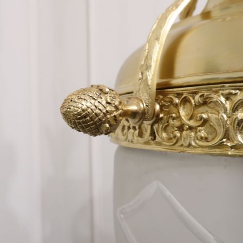 FRENCH LOUIS XVI STYLE GILT BRONZE HANGING PENDANT LANTERN - ADDITIONAL PHOTO 2