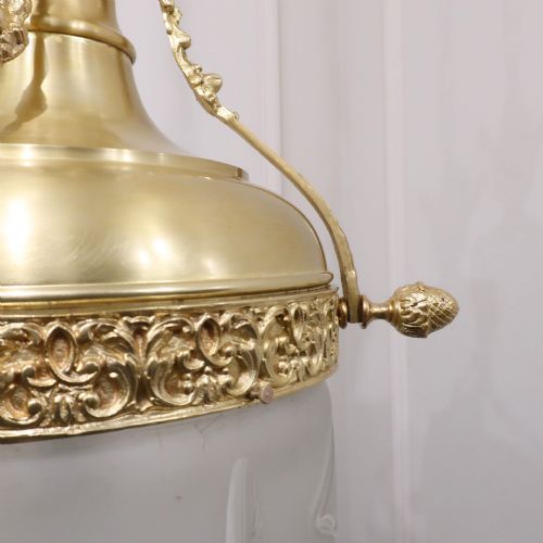 FRENCH LOUIS XVI STYLE GILT BRONZE HANGING PENDANT LANTERN - ADDITIONAL PHOTO 3