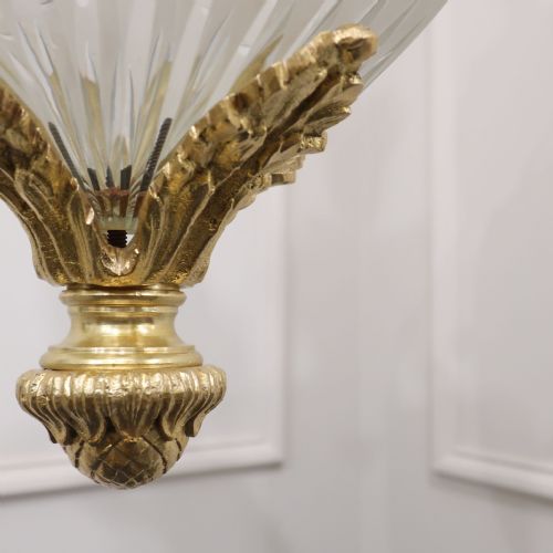 FRENCH LOUIS XVI STYLE GILT BRONZE HANGING PENDANT LANTERN - ADDITIONAL PHOTO 6