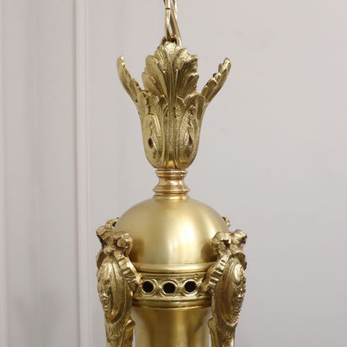 FRENCH LOUIS XVI STYLE GILT BRONZE HANGING PENDANT LANTERN - ADDITIONAL PHOTO 8