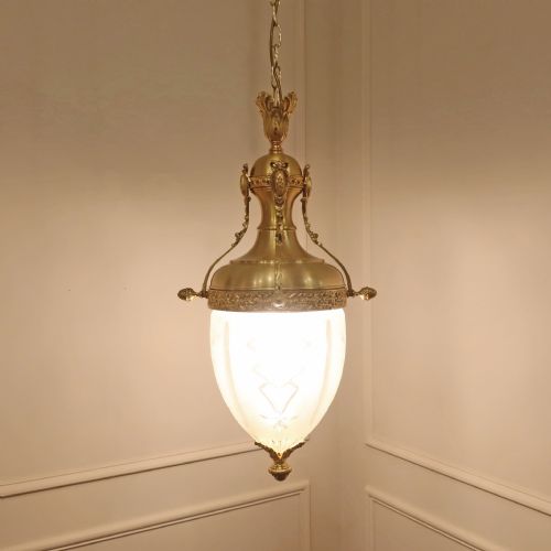 FRENCH LOUIS XVI STYLE GILT BRONZE HANGING PENDANT LANTERN - ADDITIONAL PHOTO 11
