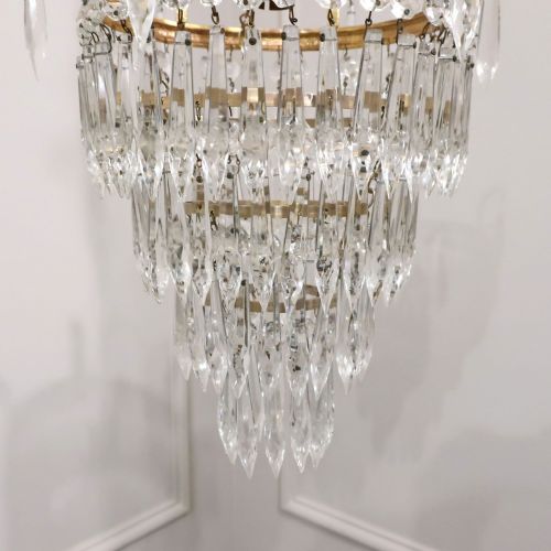 ART DECO FOUR TIER CRYSTAL GLASS CHANDELIER - ADDITIONAL PHOTO 4
