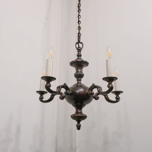 EDWARDIAN BRONZED CHANDELIER ATTRIBUTED TO GEC - ADDITIONAL PHOTO 2