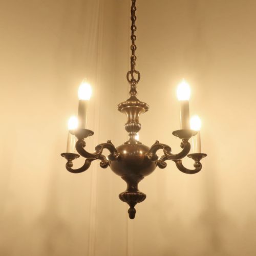 EDWARDIAN BRONZED CHANDELIER ATTRIBUTED TO GEC - ADDITIONAL PHOTO 3