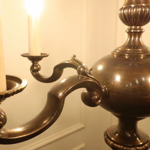 EDWARDIAN BRONZED CHANDELIER ATTRIBUTED TO GEC - ADDITIONAL PHOTO 4