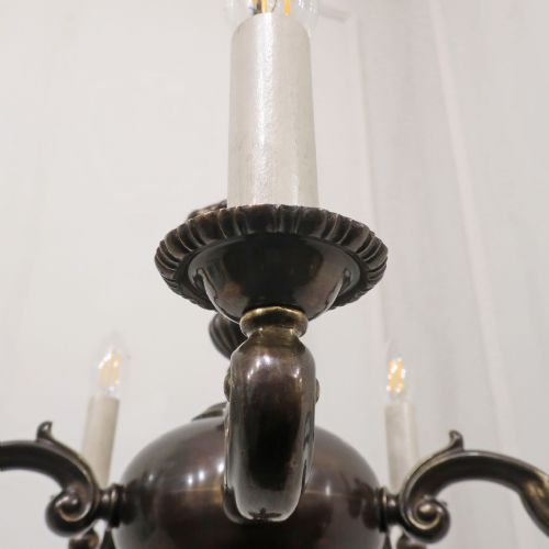 EDWARDIAN BRONZED CHANDELIER ATTRIBUTED TO GEC - ADDITIONAL PHOTO 8