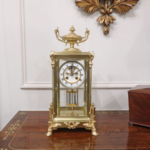 fig 1. French Brass Four Glass Mantel Clock by Samuel Marti