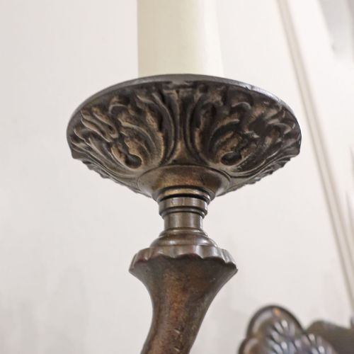 PAIR OF VICTORIAN BRONZE TORCH ENTRANCE HALL WALL LIGHTS - ADDITIONAL PHOTO 5