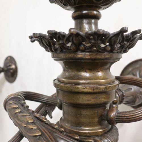 PAIR OF VICTORIAN BRONZE TORCH ENTRANCE HALL WALL LIGHTS - ADDITIONAL PHOTO 6