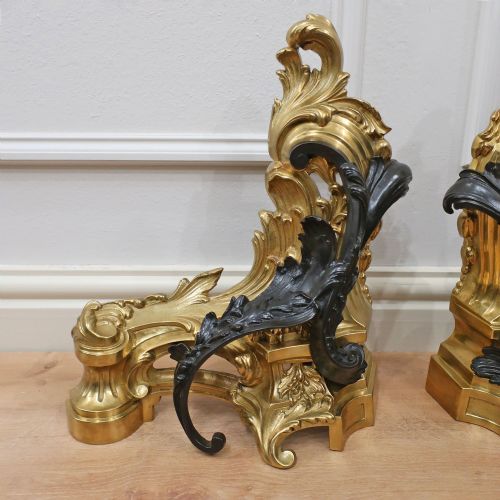 FRENCH BRONZE GILT ROCOCO STYLE CHENETS - ADDITIONAL PHOTO 1