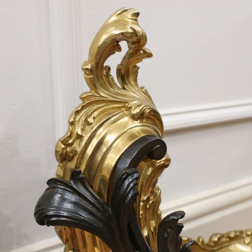 FRENCH BRONZE GILT ROCOCO STYLE CHENETS - ADDITIONAL PHOTO 2