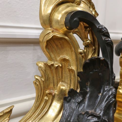 FRENCH BRONZE GILT ROCOCO STYLE CHENETS - ADDITIONAL PHOTO 4