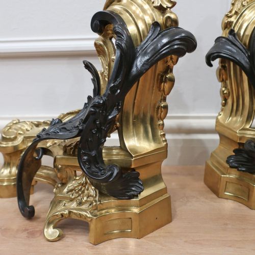 FRENCH BRONZE GILT ROCOCO STYLE CHENETS - ADDITIONAL PHOTO 6