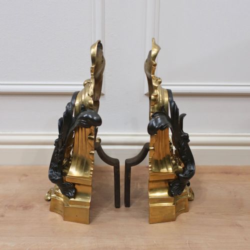 FRENCH BRONZE GILT ROCOCO STYLE CHENETS - ADDITIONAL PHOTO 7