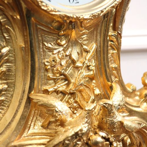 fig 3. French Louis XV Style Gilt Brass Mantel Clock by Japy Freres