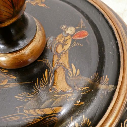EDWARDIAN CHINOISERIE BLACK LACQUERED FLOOR LAMP - ADDITIONAL PHOTO 2