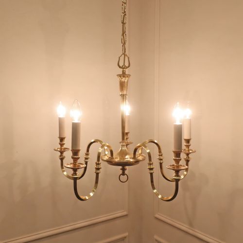 FRENCH GILT BRONZE FIVE ARM CHANDELIER - ADDITIONAL PHOTO 1