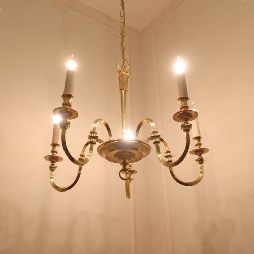 FRENCH GILT BRONZE FIVE ARM CHANDELIER - ADDITIONAL PHOTO 4