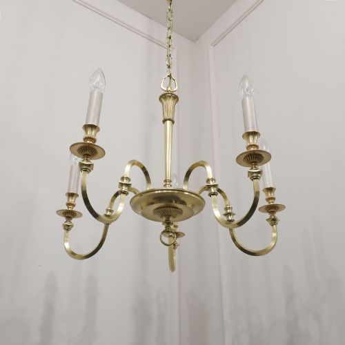 FRENCH GILT BRONZE FIVE ARM CHANDELIER - ADDITIONAL PHOTO 5